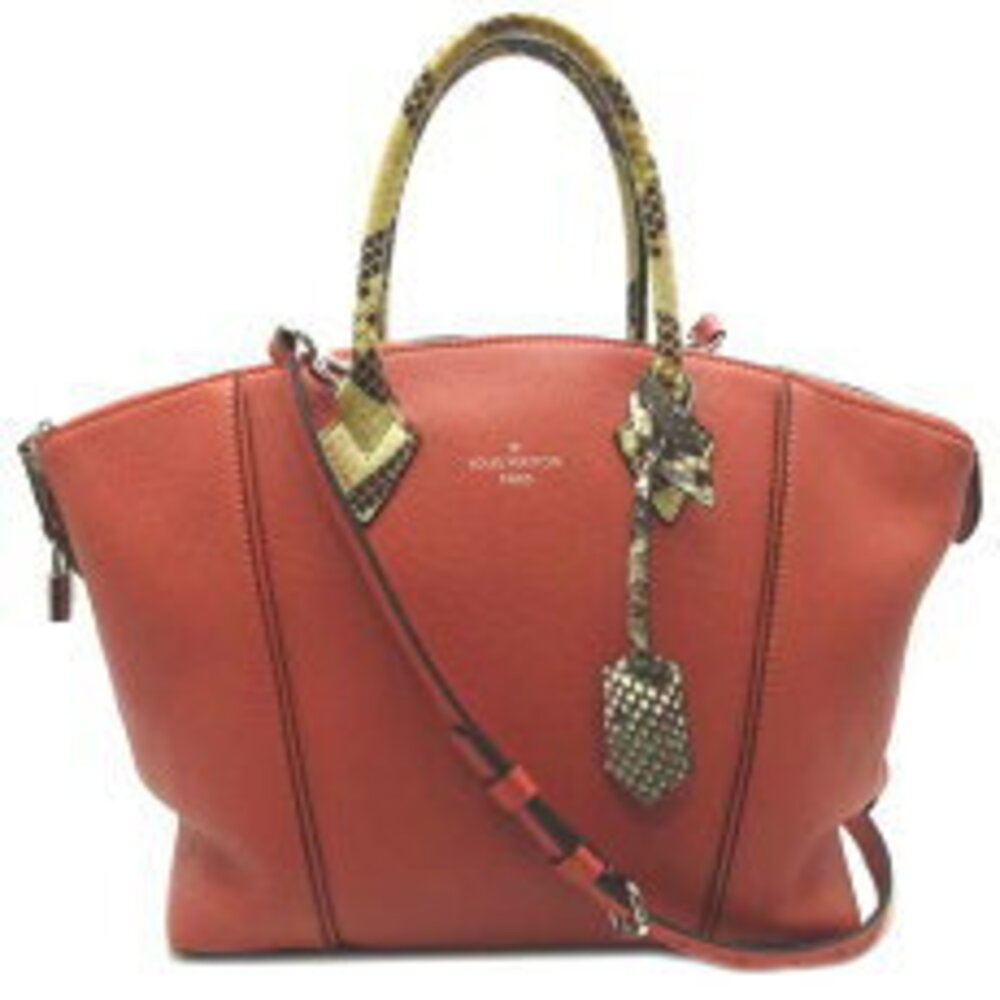 Louis Vuitton Parnassus Lockit Handbag Orange Python Leather